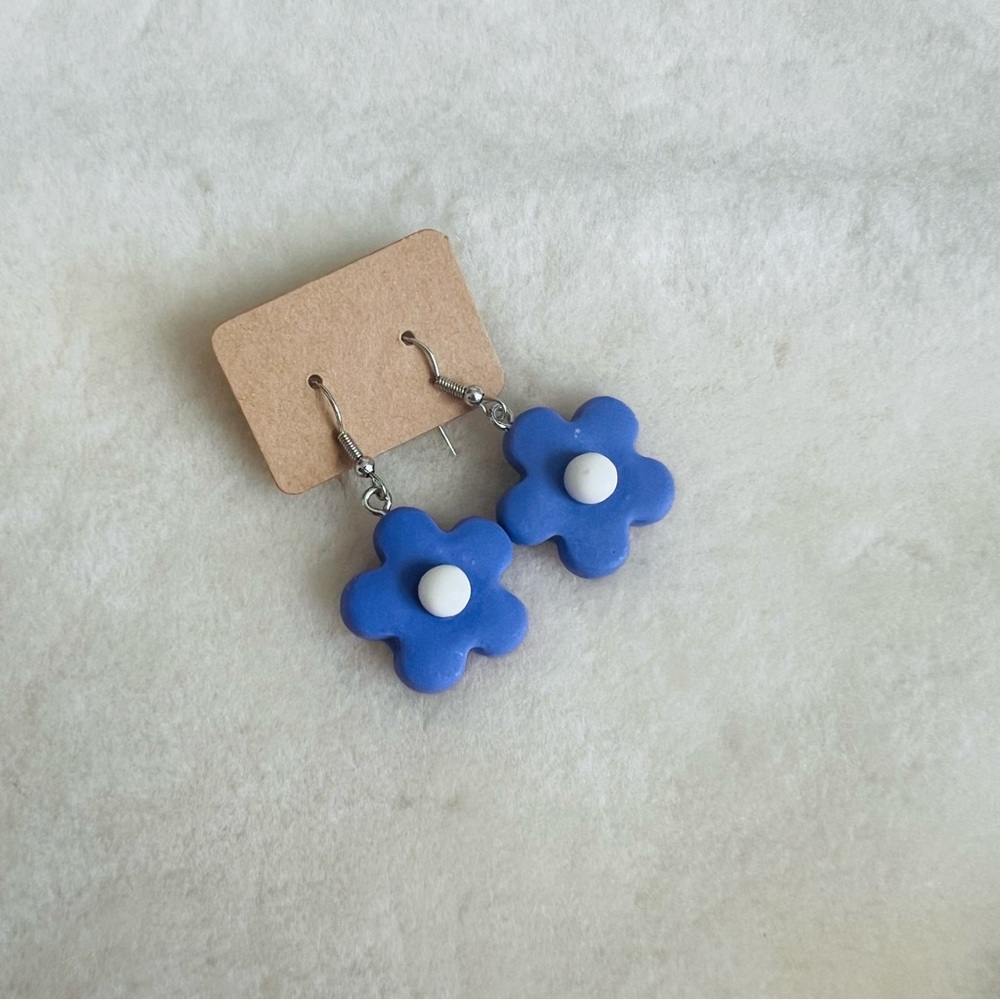 Y2K Purple Clay Flower Earrings